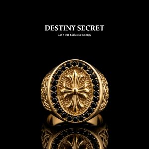 Cross Iris Diamond Gold Men's Titanium Ring 01 Destiny Secret