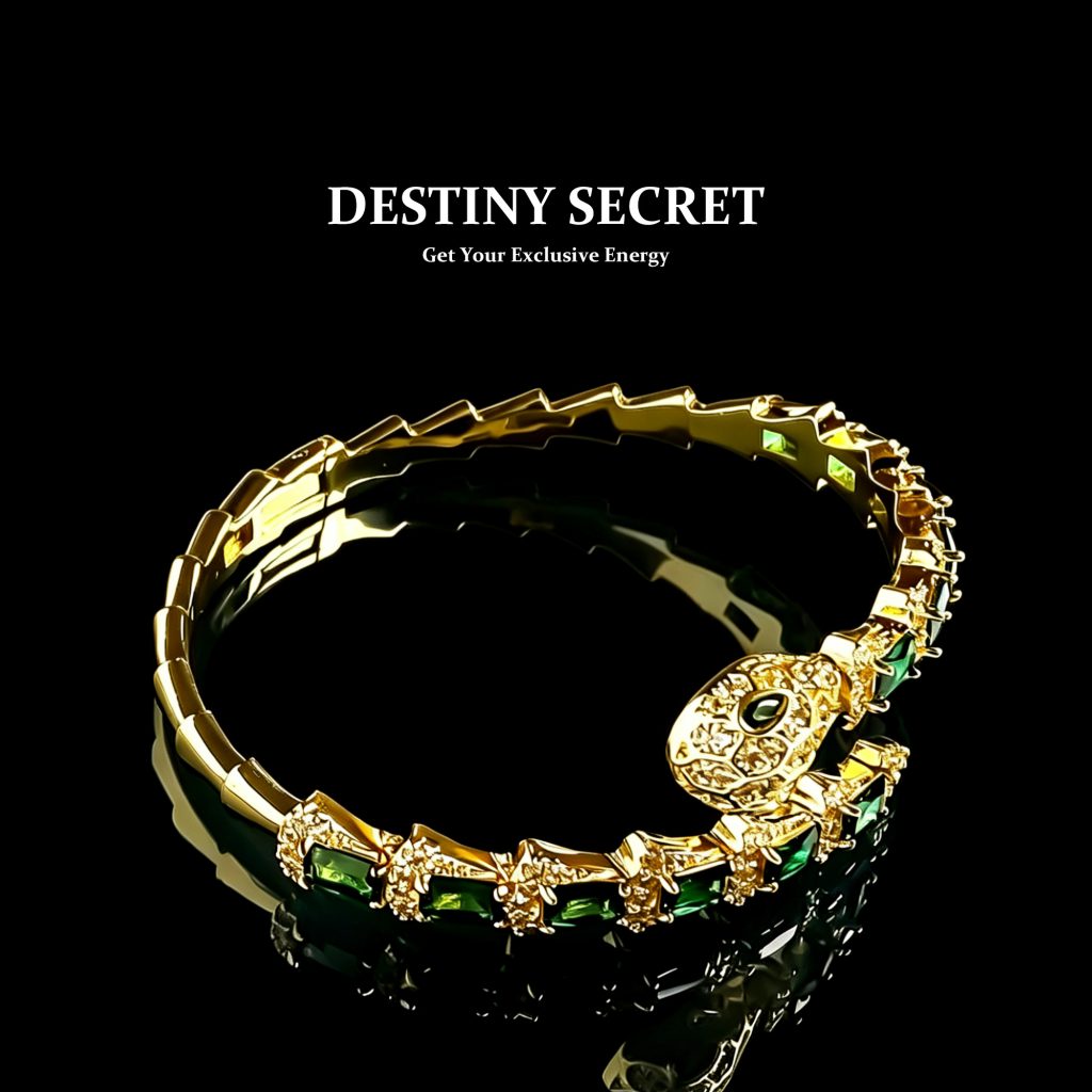 Emerald Green Gemstone Gold Women's Bangle Bracelet 01 Destiny Secret