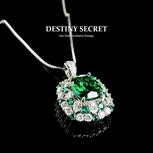 Emerald Green Gemstone Pendant Women's Necklace 01 Destiny Secret