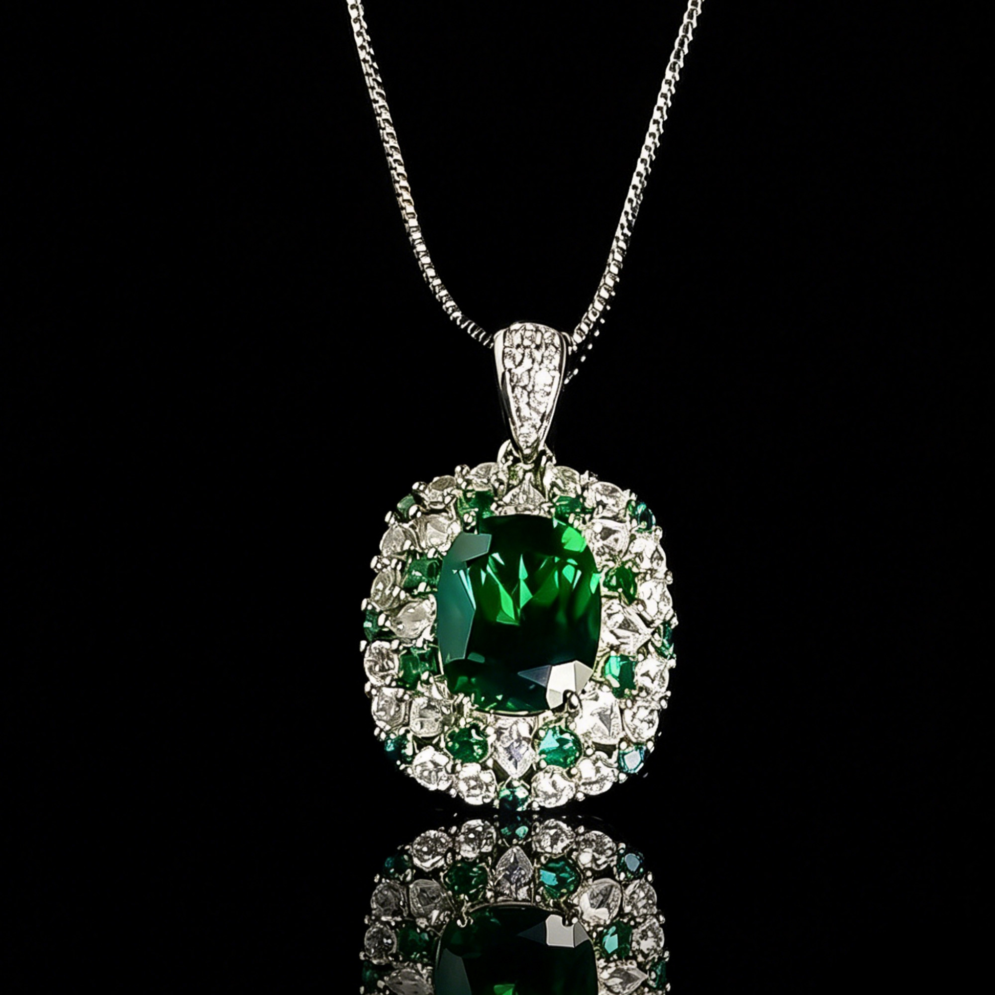 Emerald Green Gemstone Pendant Women's Necklace 02 Destiny Secret