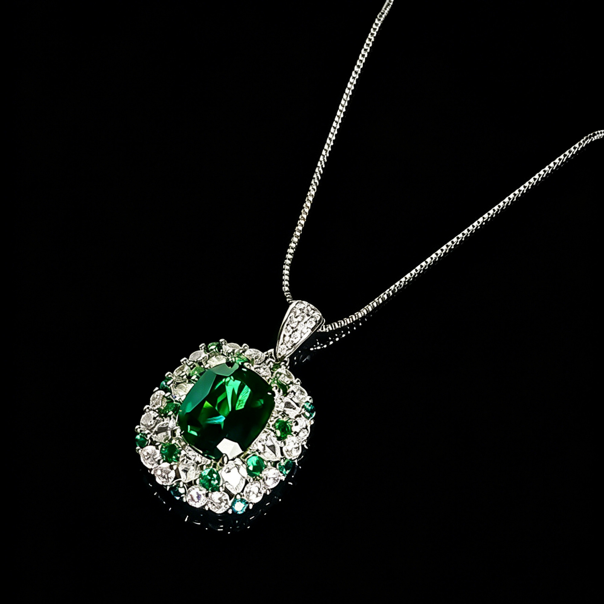 Emerald Green Gemstone Pendant Women's Necklace 03 Destiny Secret