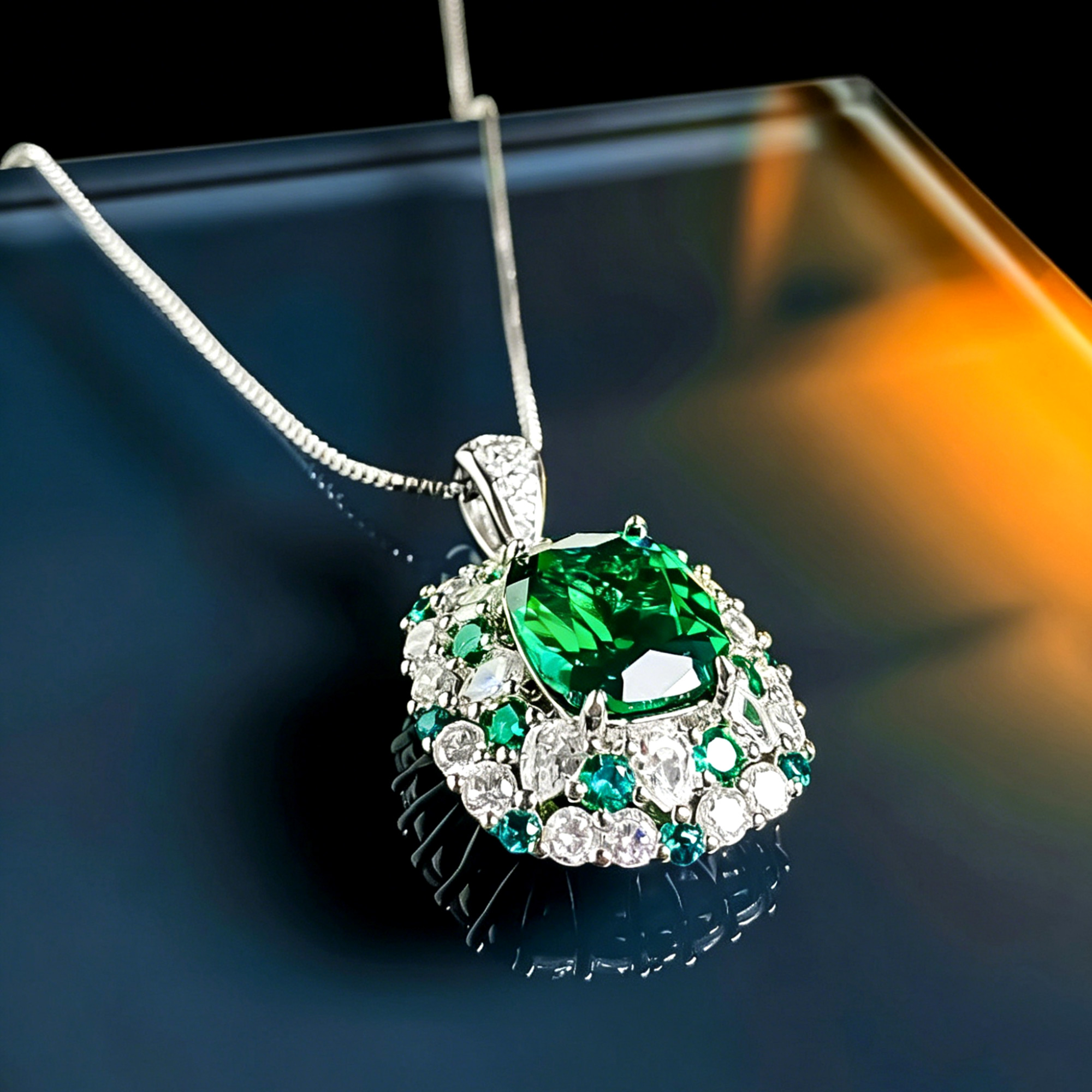 Emerald Green Gemstone Pendant Women's Necklace 04 Destiny Secret