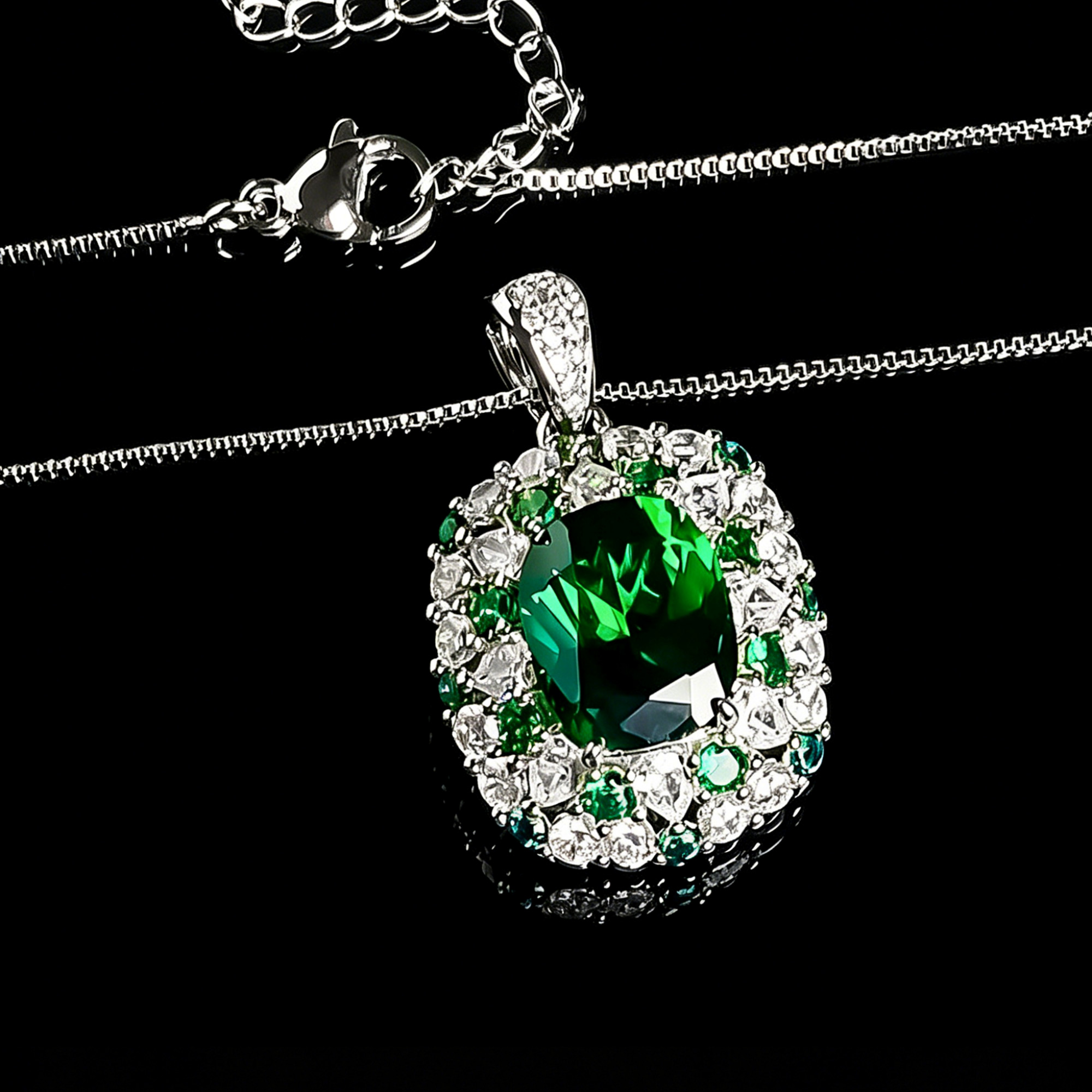 Emerald Green Gemstone Pendant Women's Necklace 05 Destiny Secret