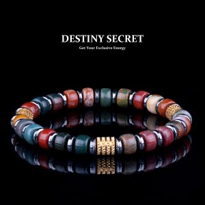 Genuine Indian Agate 7mm Bead Men's Beaded Bracelet 01 Destiny Secret