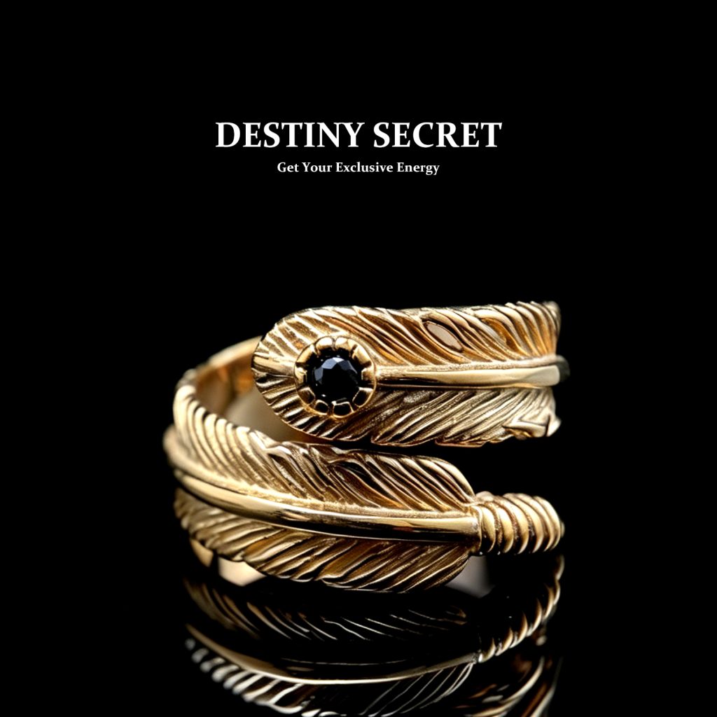 Gold Feather Men's Titanium Ring 01 Destiny Secret