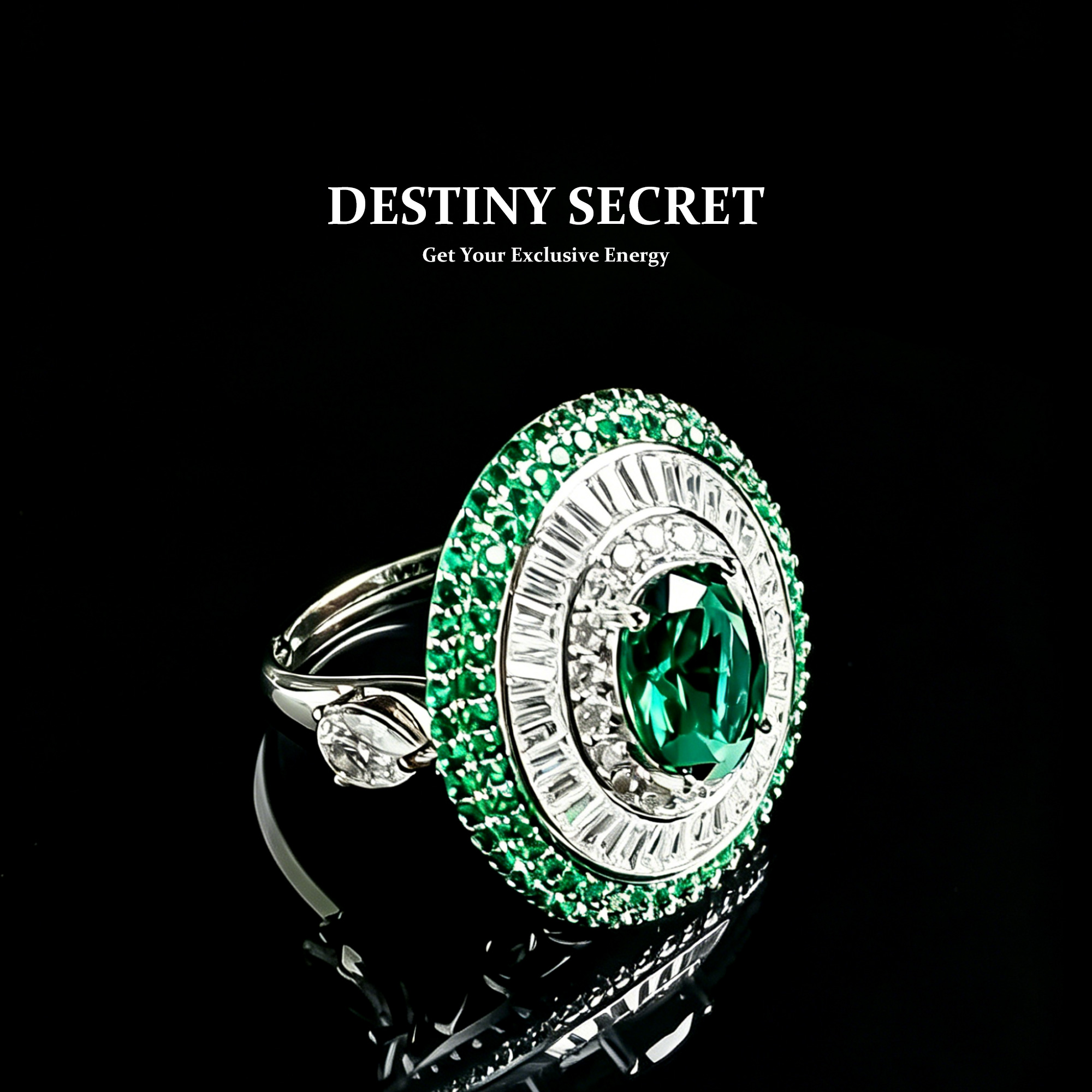 Green Emerald Gemstone Women's Cocktail Ring 01 Destiny Secret