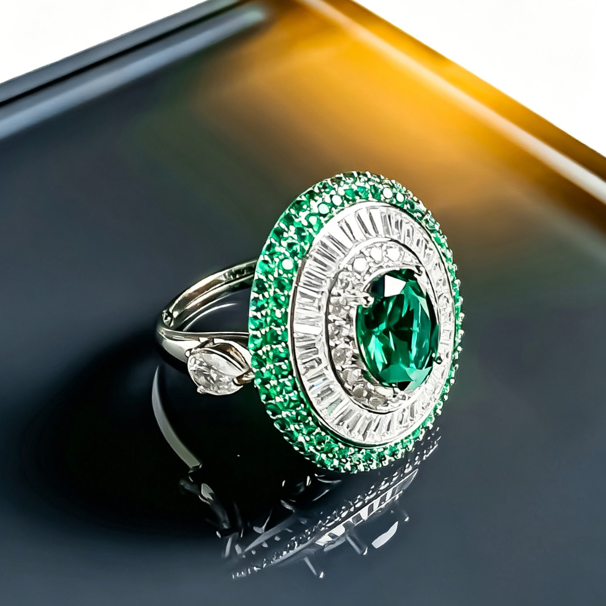 Green Emerald Gemstone Women's Cocktail Ring 03 Destiny Secret
