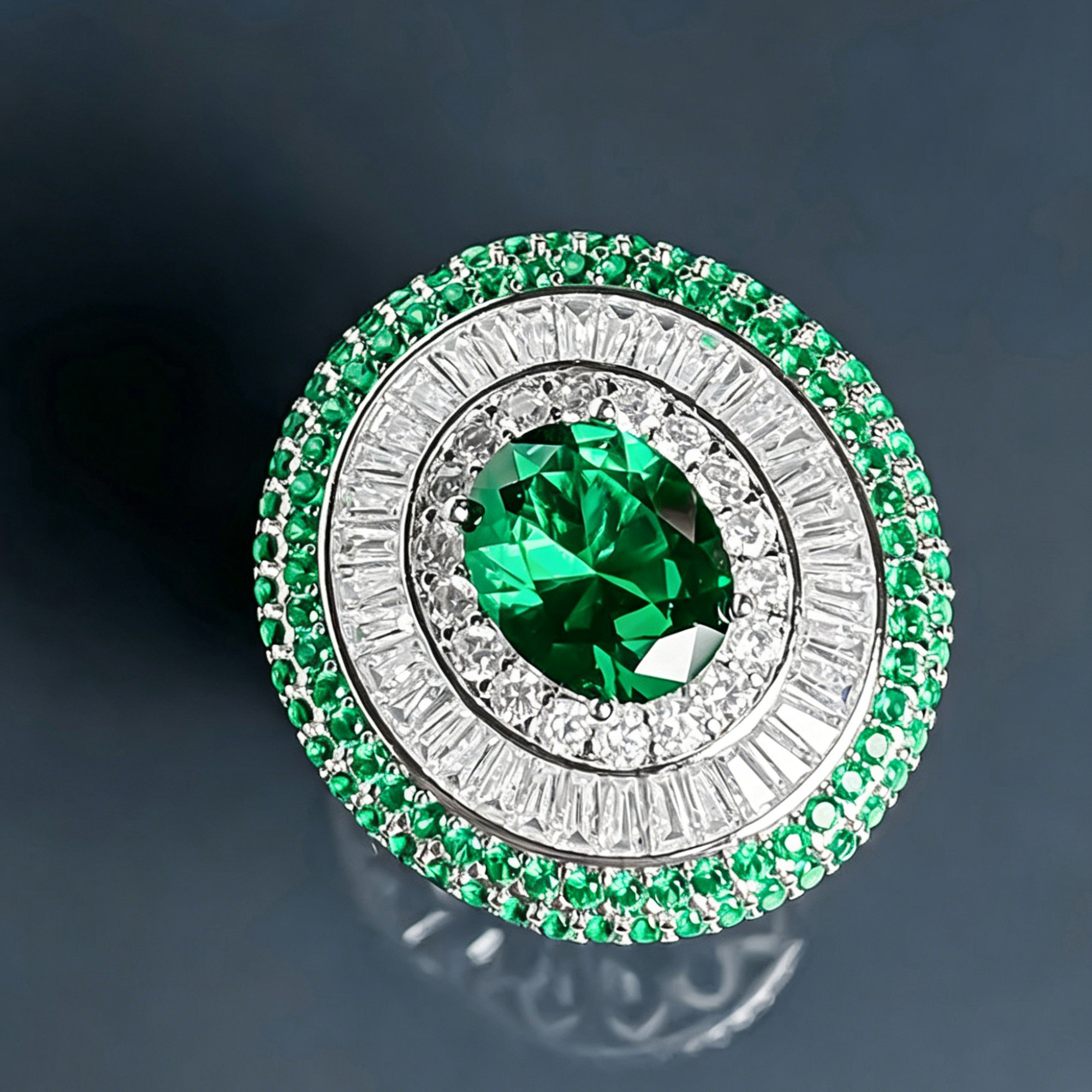 Green Emerald Gemstone Women's Cocktail Ring 05 Destiny Secret