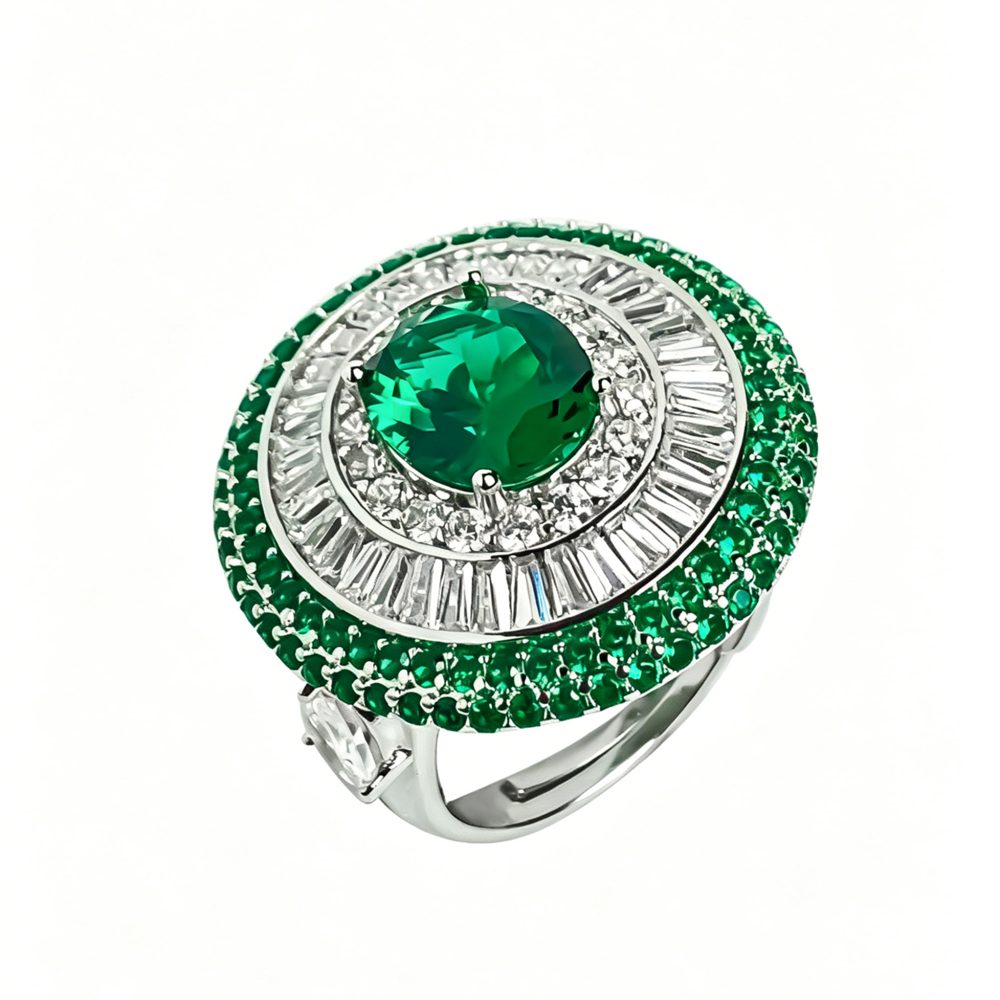 Green Emerald Gemstone Women's Cocktail Ring 06 Destiny Secret
