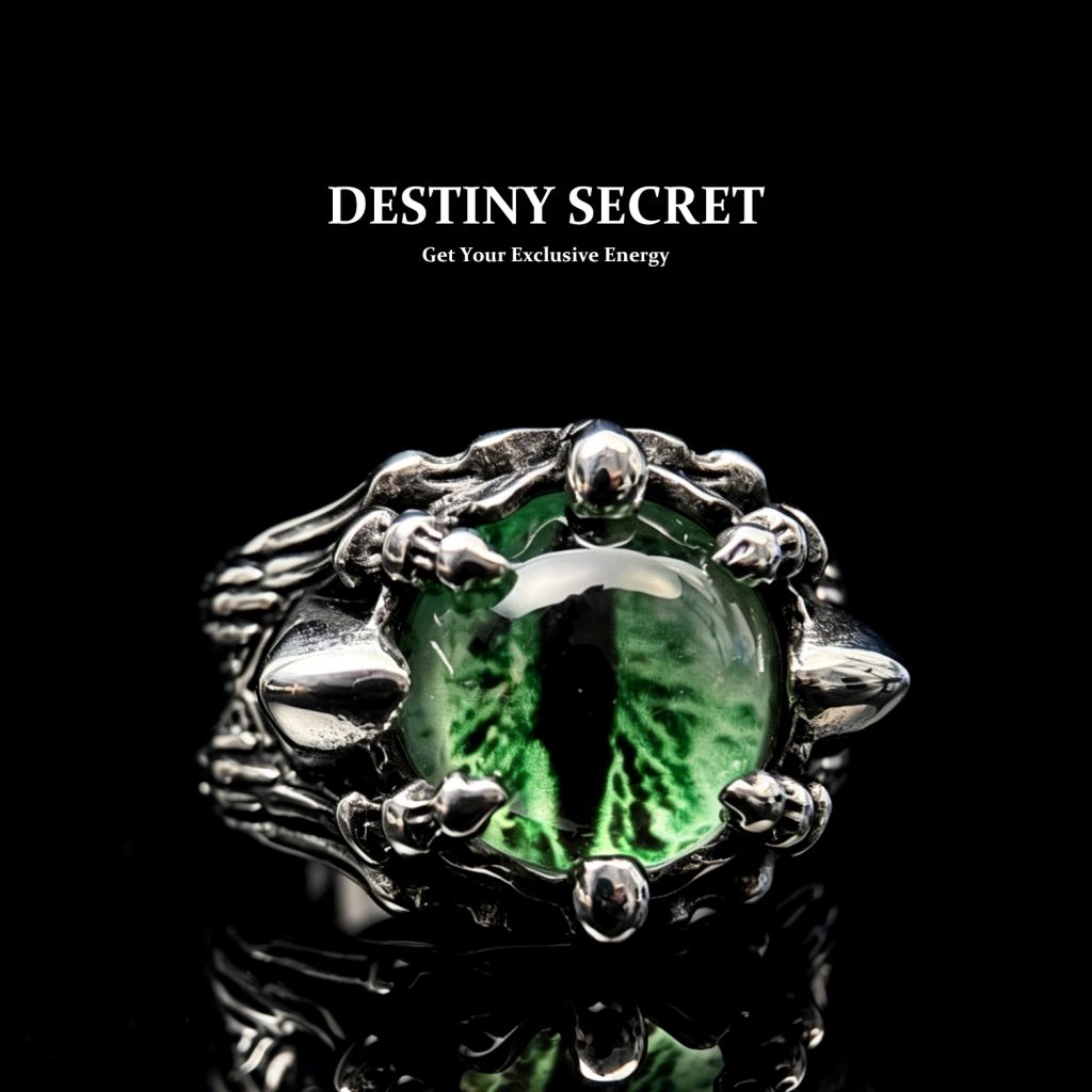 Green Evil Eye Men's Titanium Ring 01 Destiny Secret
