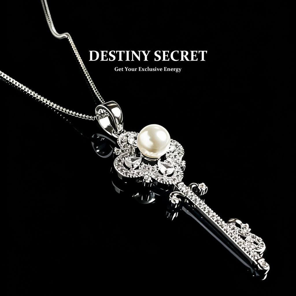 Lucky Key Australian White Pearl Women's Necklace 01 Destiny Secret