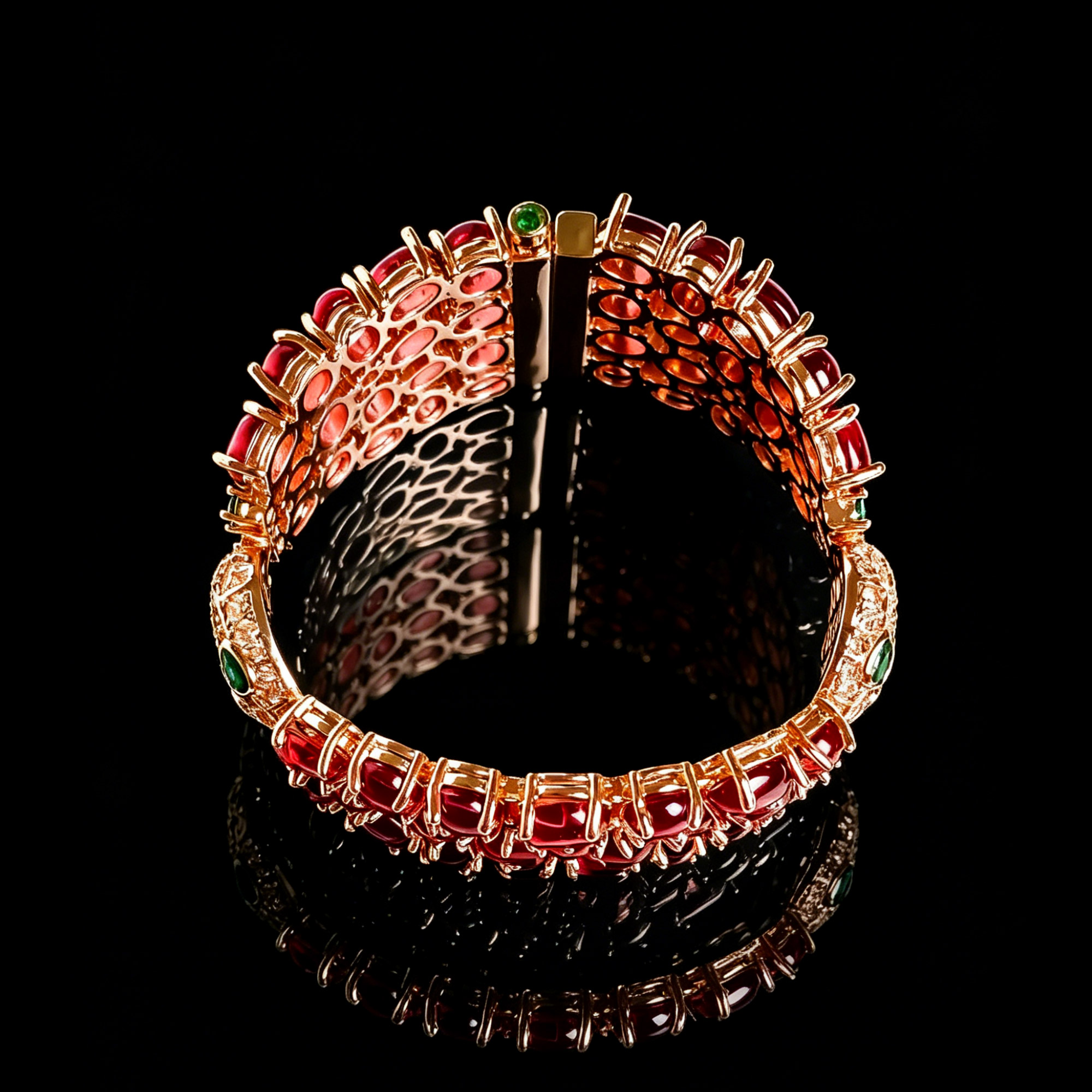 Pink Crystal Gemstone Gold Women's Bangle Bracelet 02 Destiny Secret