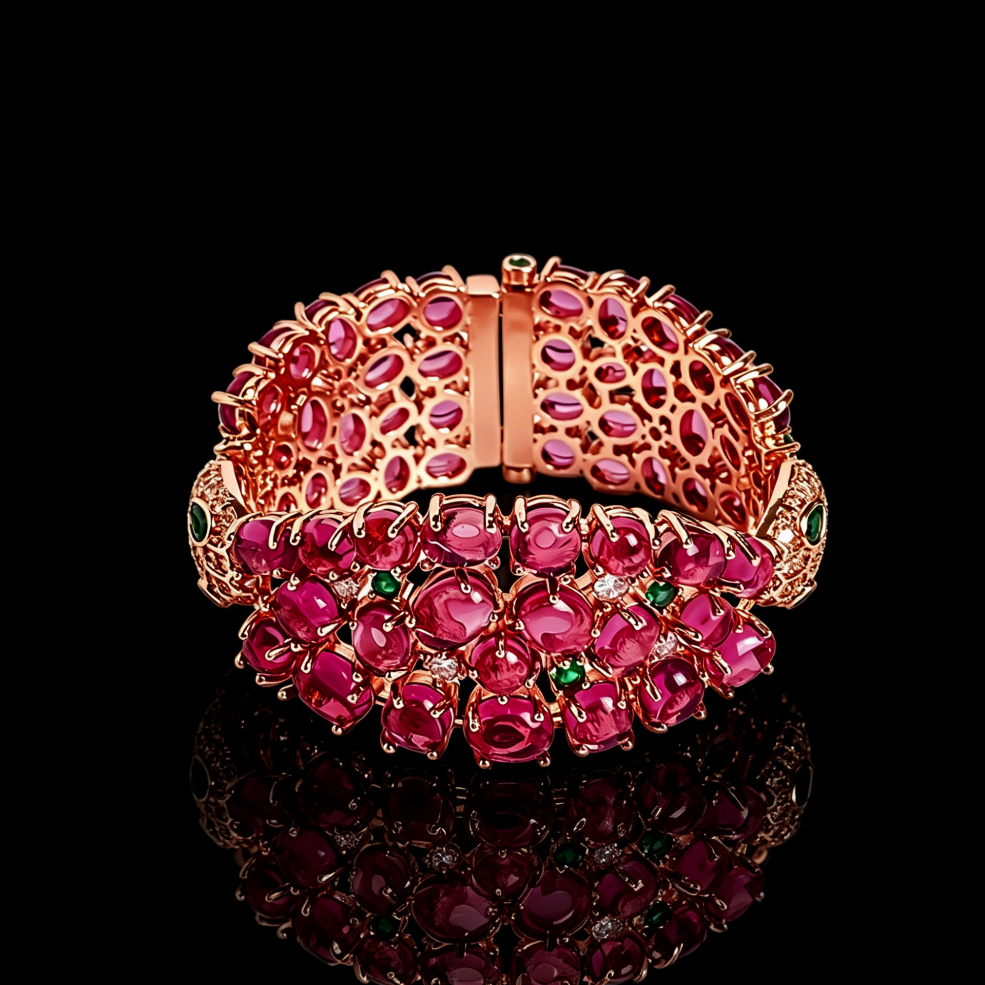 Pink Crystal Gemstone Gold Women's Bangle Bracelet 03 Destiny Secret
