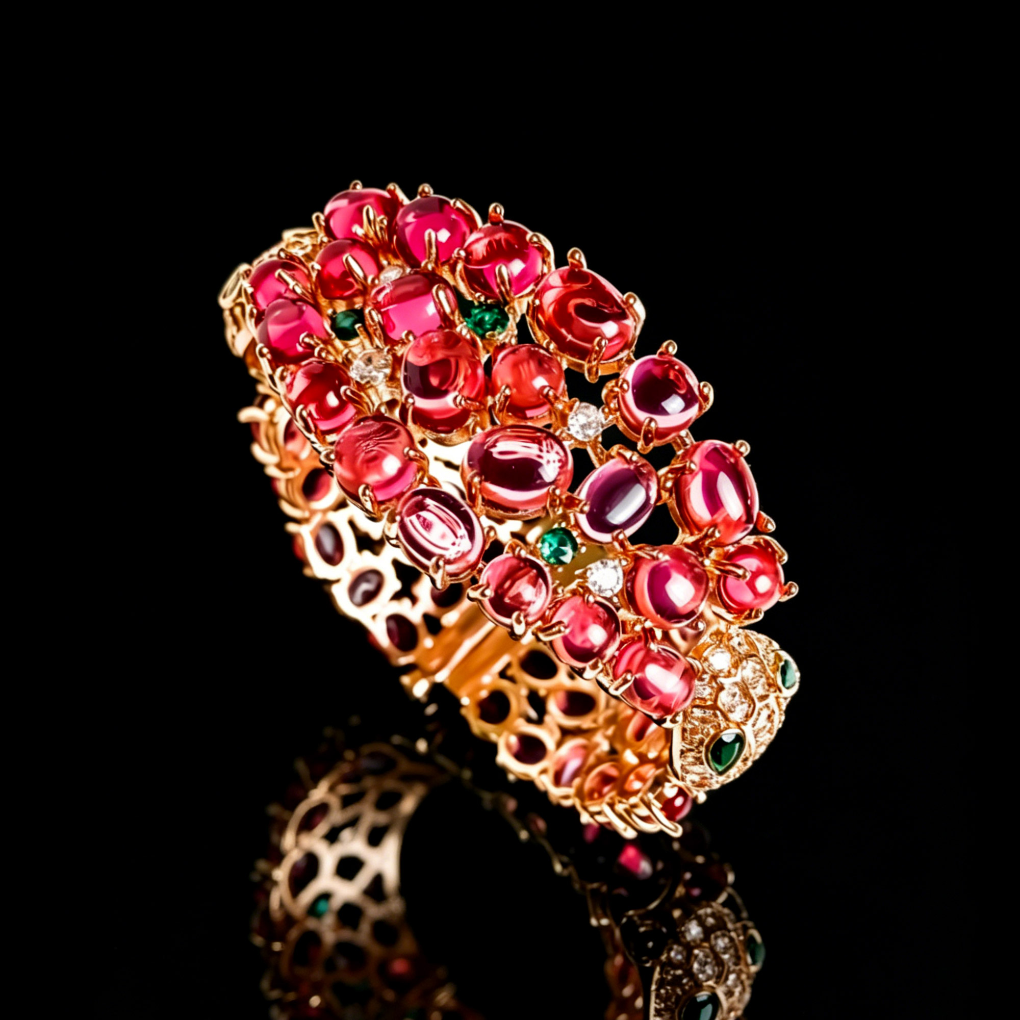 Pink Crystal Gemstone Gold Women's Bangle Bracelet 04 Destiny Secret