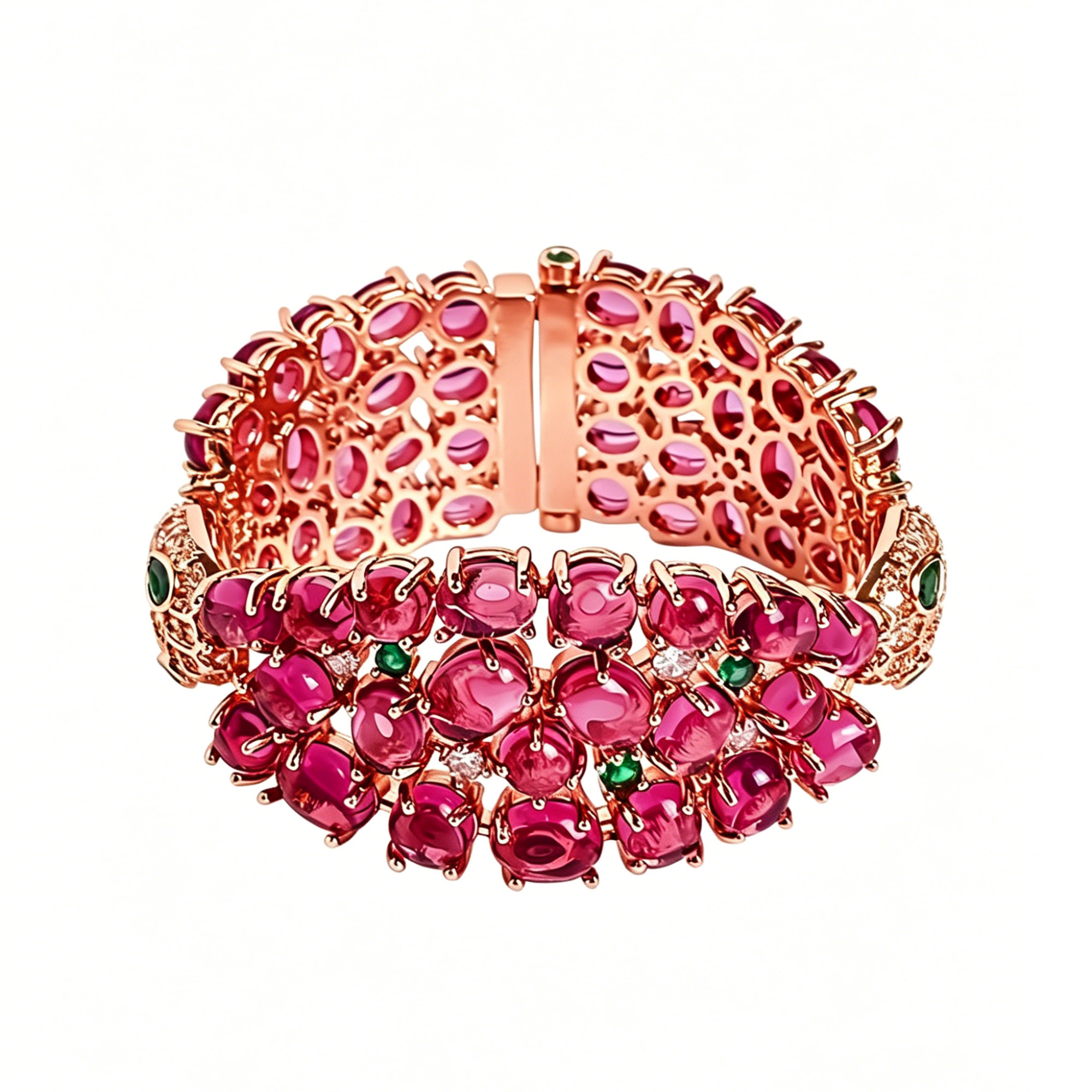 Pink Crystal Gemstone Gold Women's Bangle Bracelet 05 Destiny Secret
