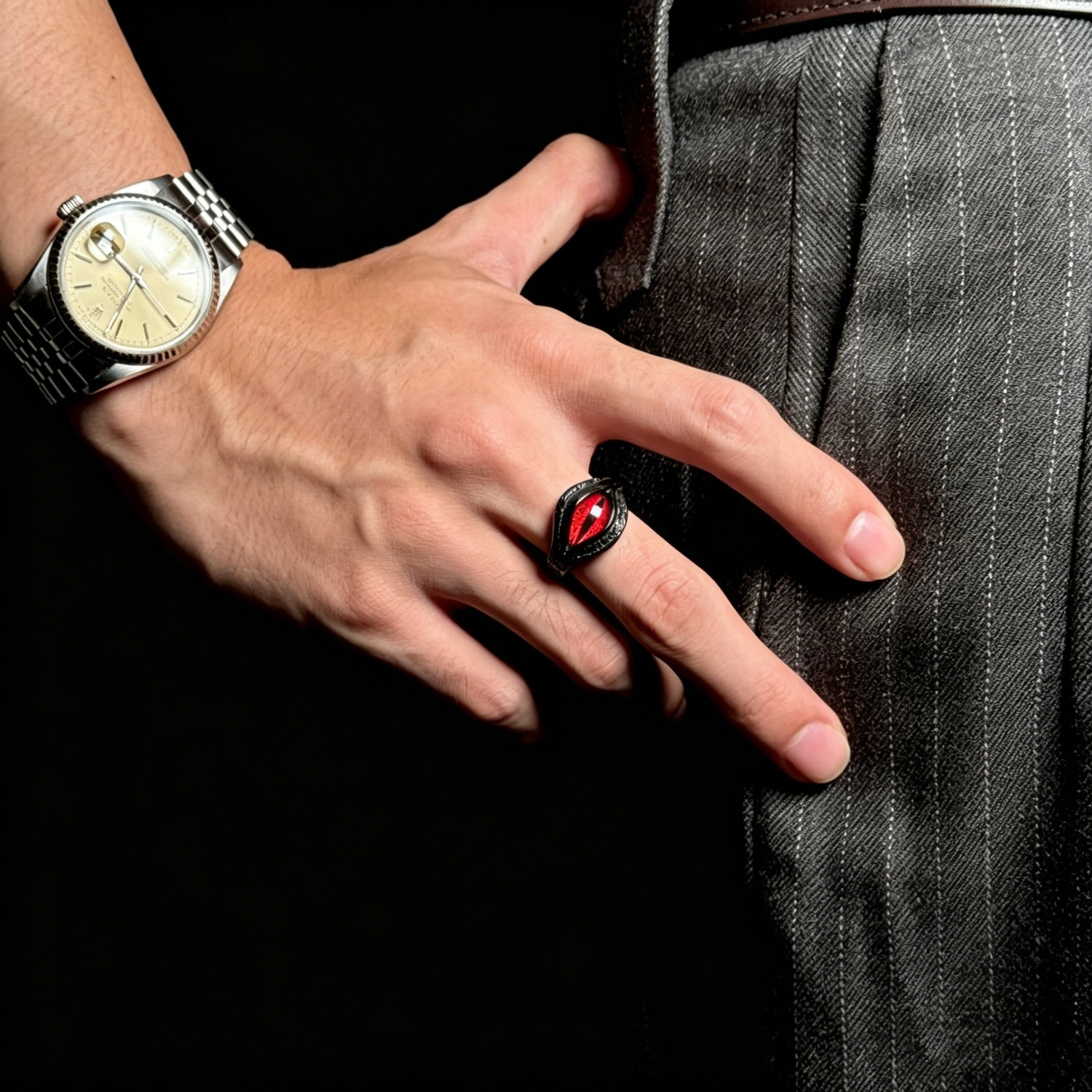 Red Eye Demon Men's Titanium Ring 05 Destiny Secret