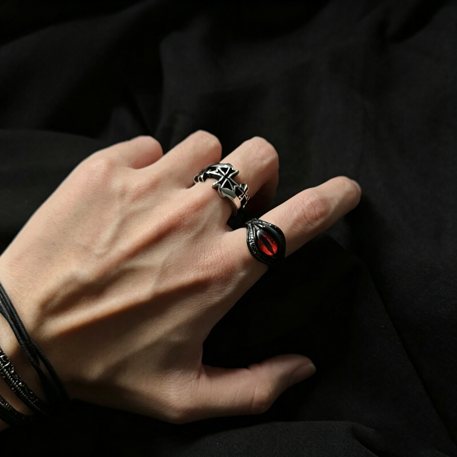 Red Eye Demon Men's Titanium Ring 06 Destiny Secret