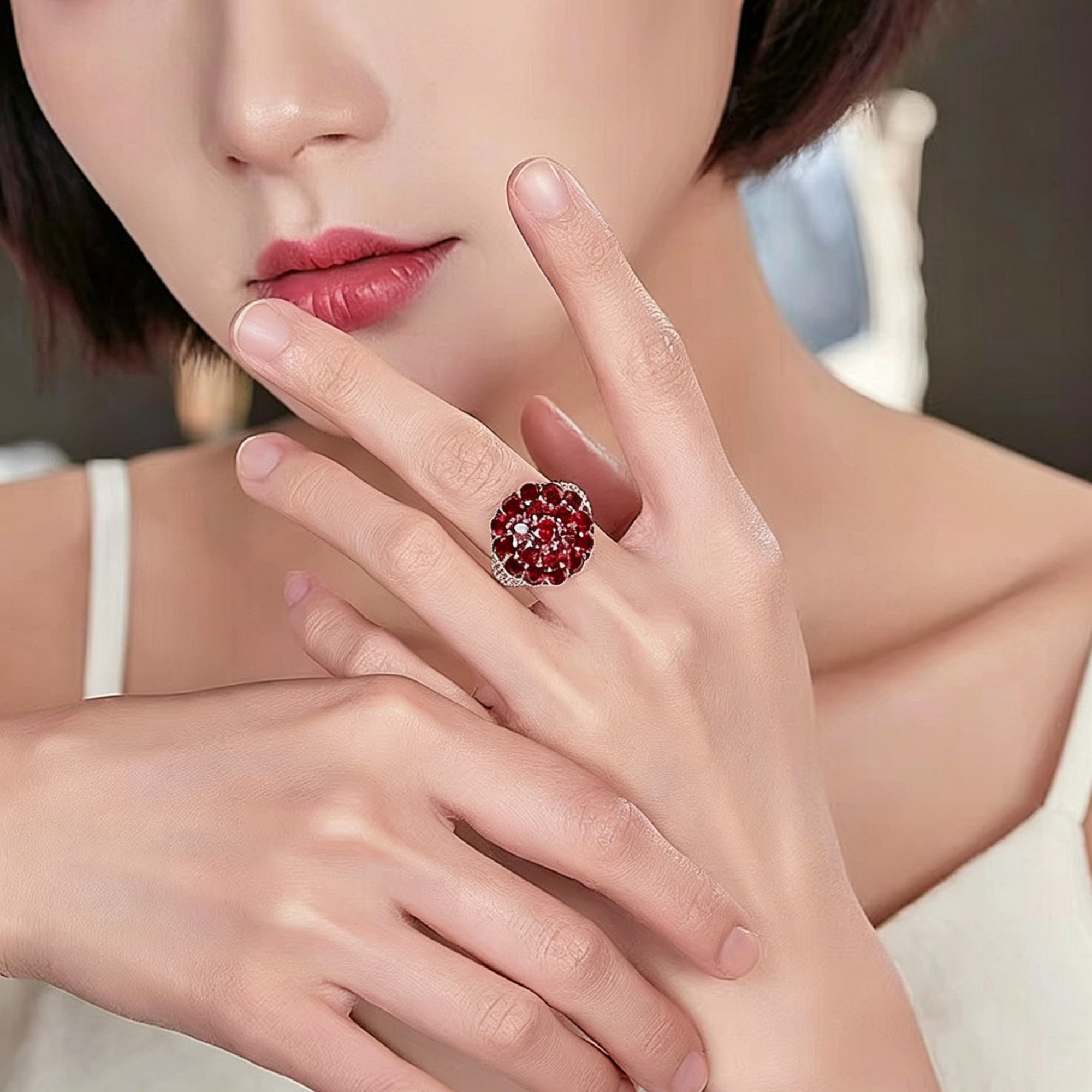 Rose Red Gemstone Women's Cocktail Ring 02 Destiny Secret