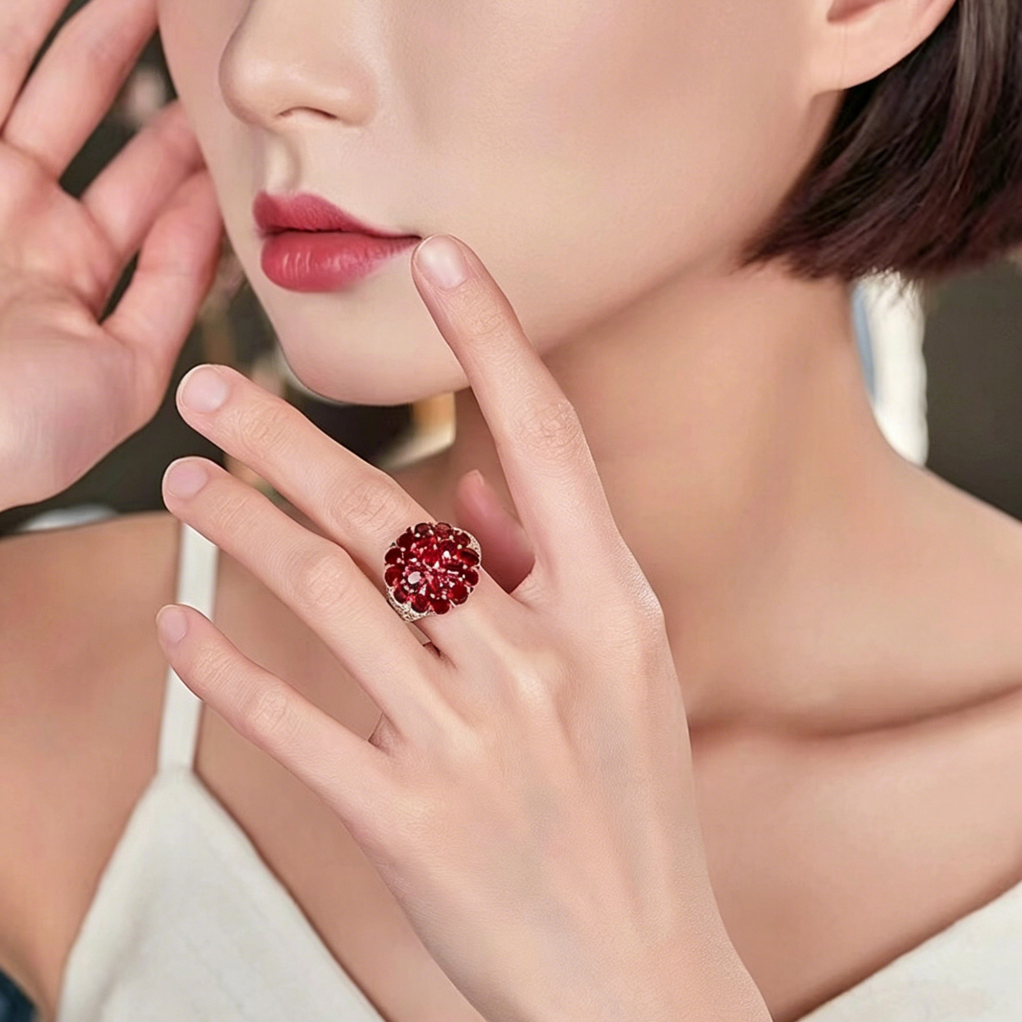 Rose Red Gemstone Women's Cocktail Ring 03 Destiny Secret