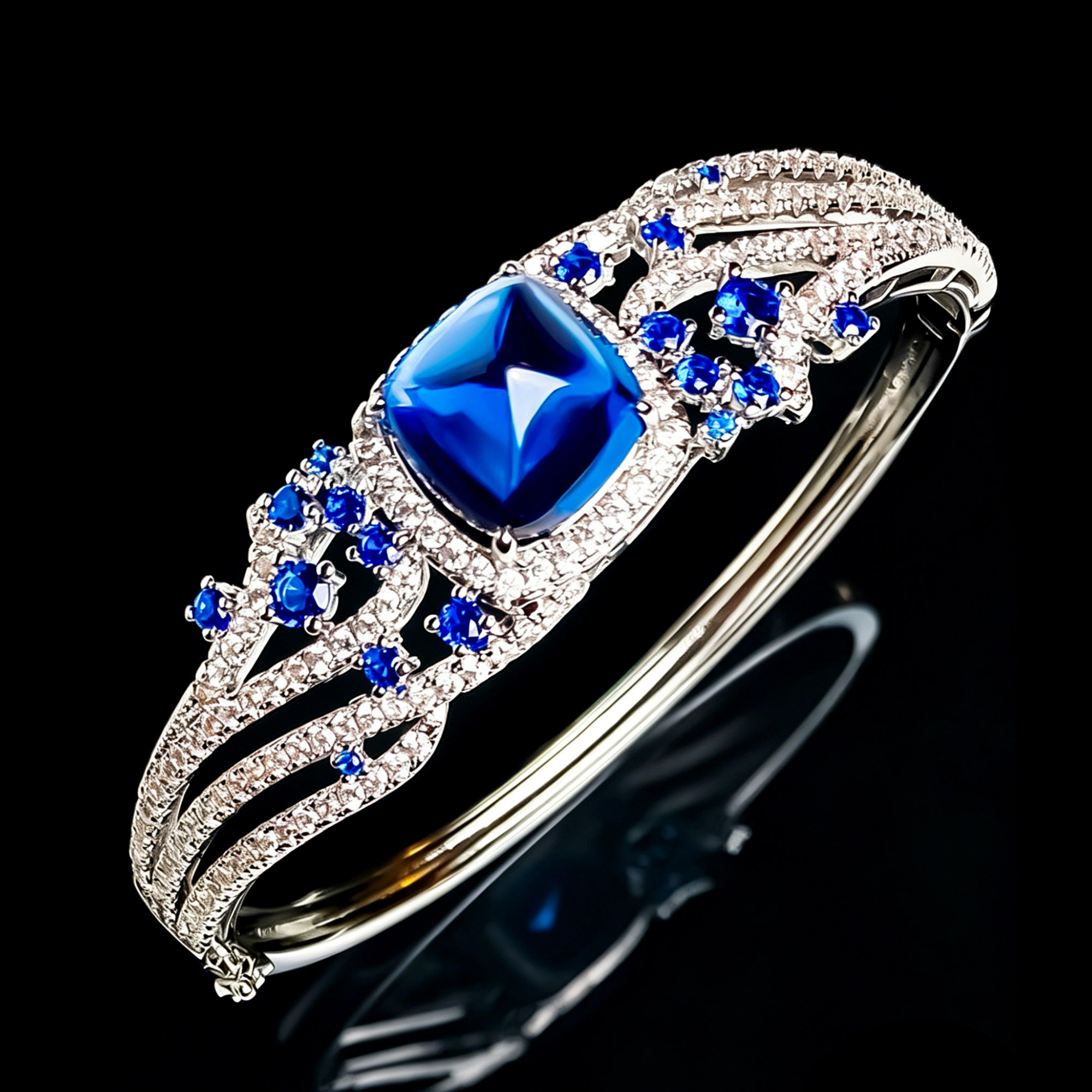 Royal Blue Gemstone Women's Bangle Bracelet 02 Destiny Secret