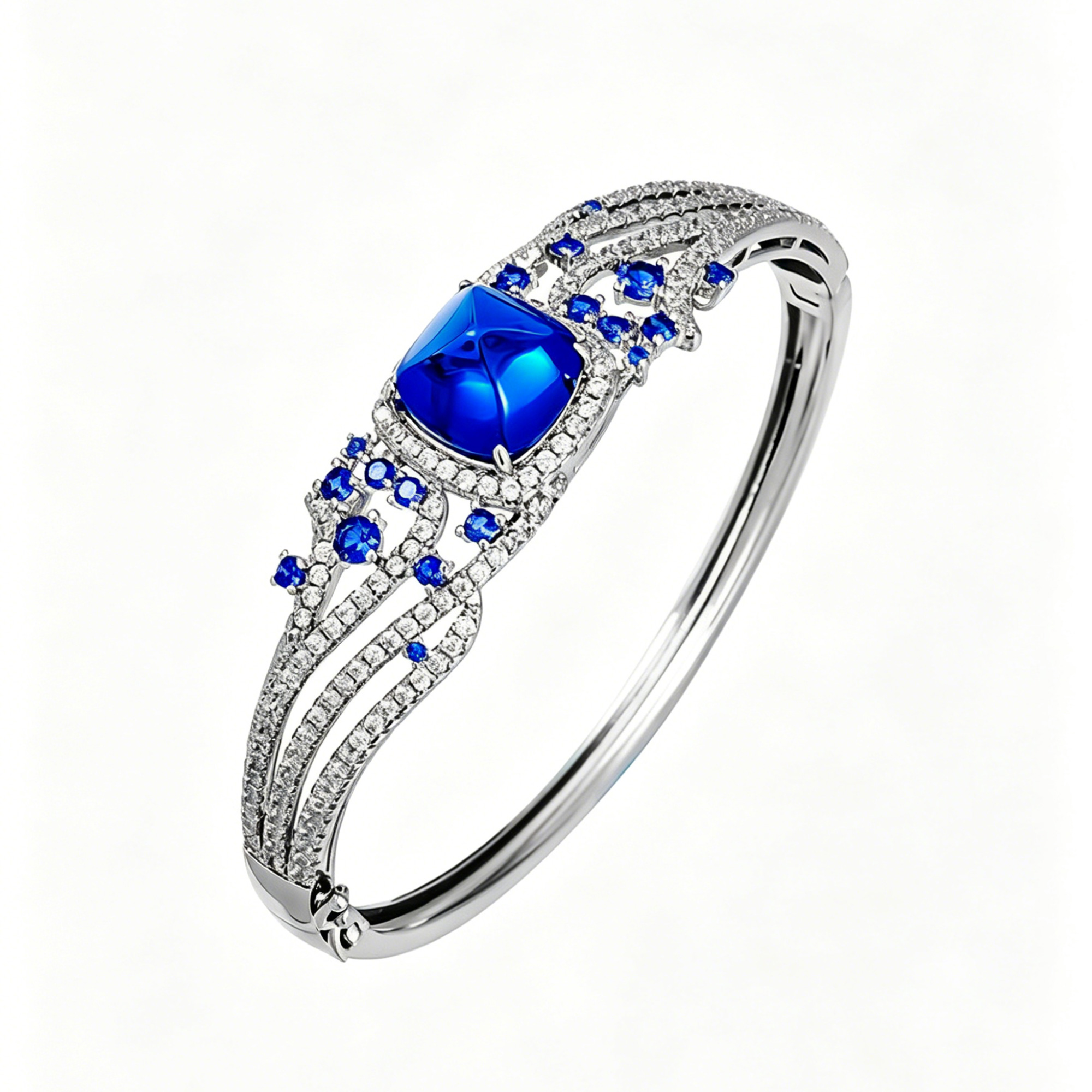 Royal Blue Gemstone Women's Bangle Bracelet 05 Destiny Secret