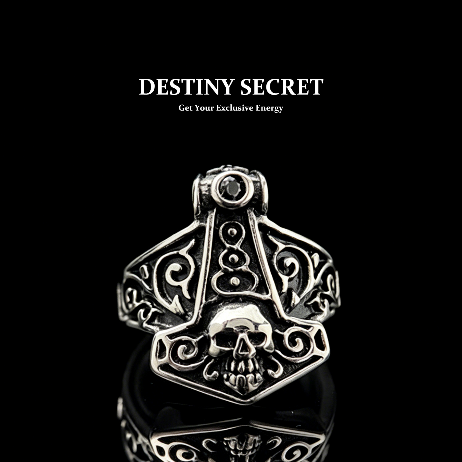 Viking Anchor Skull Men's Titanium Ring