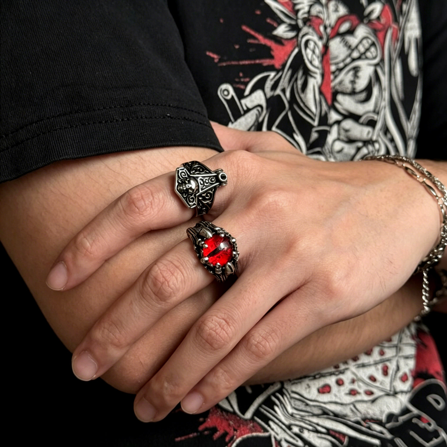 Viking Anchor Skull Men's Titanium Ring 03 Destiny Secret