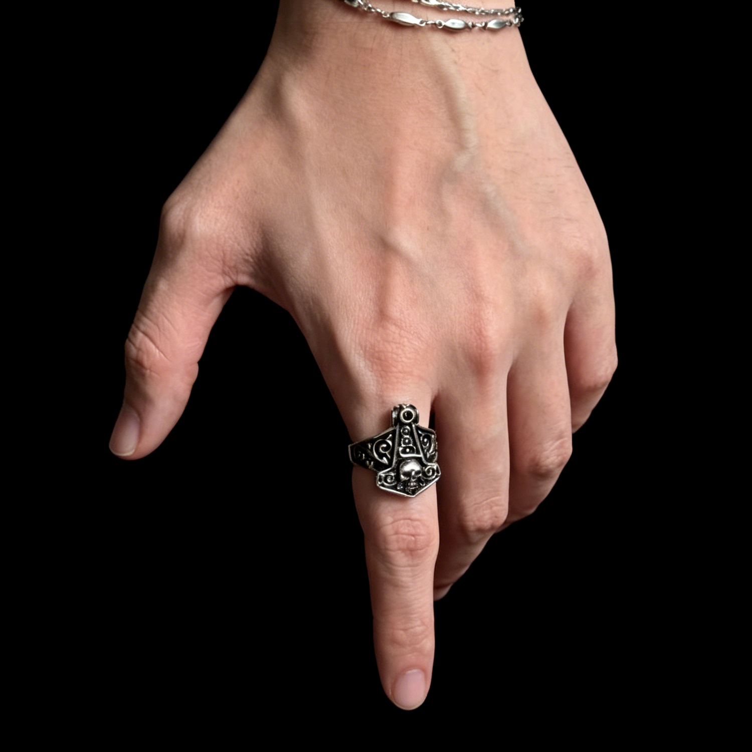 Viking Anchor Skull Men's Titanium Ring 04 Destiny Secret