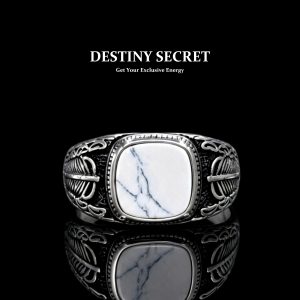 White Howlite Men's Titanium Ring 01 Destiny Secret