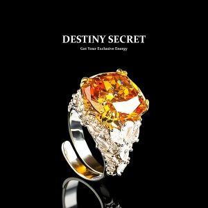 Yellow Orange Gemstone Women's Cocktail Ring 01 Destiny Secret