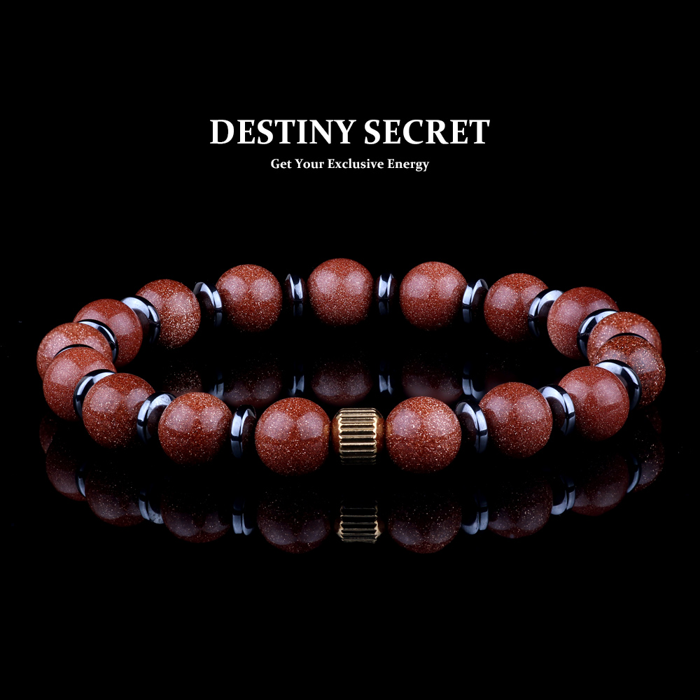 Destiny Secret Goldstone Beaded Bracelet 8mm with Hematite Spacers