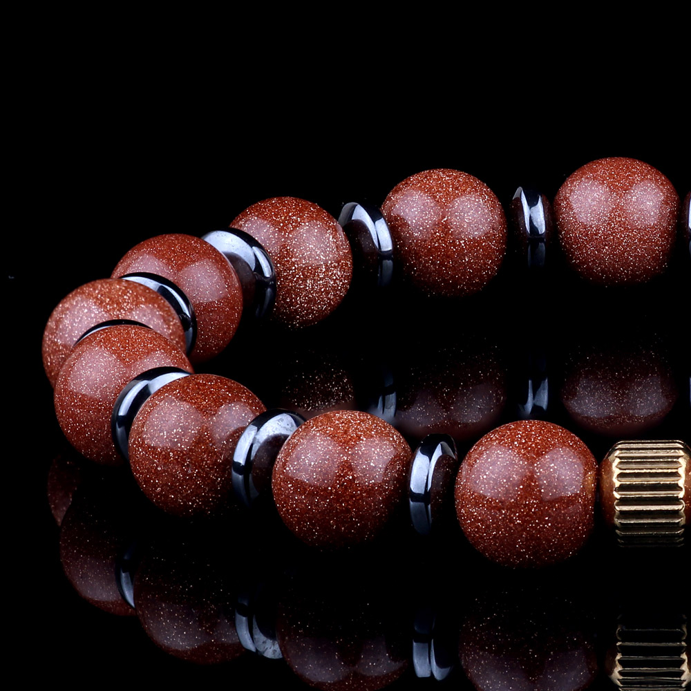 Goldstone Beaded Bracelet for Fortune & Aura Stability