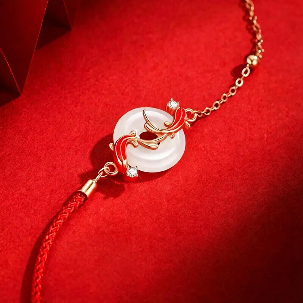 Wearable koi fish Hetian jade bracelet, daily spiritual healing and positive energy manifestation talisman